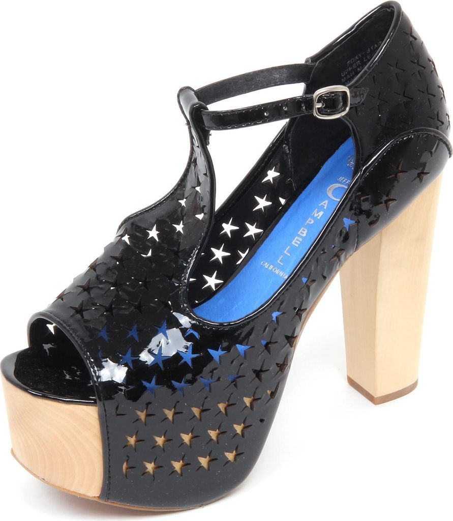 D2230 JEFFREY CAMPBELL FOXY STAR schwarzer Schuh Frau Sandale