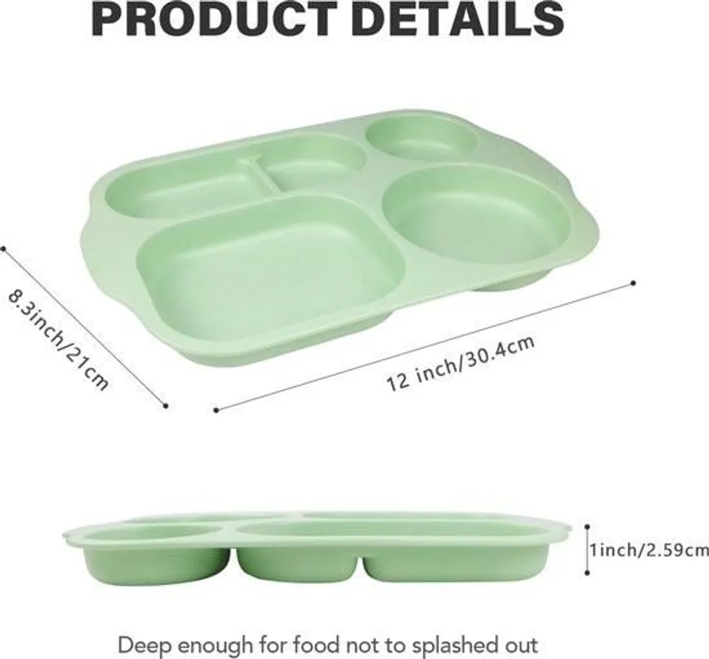 Assiettes de table divisées 5 compartiments pour repas équilibrés x4