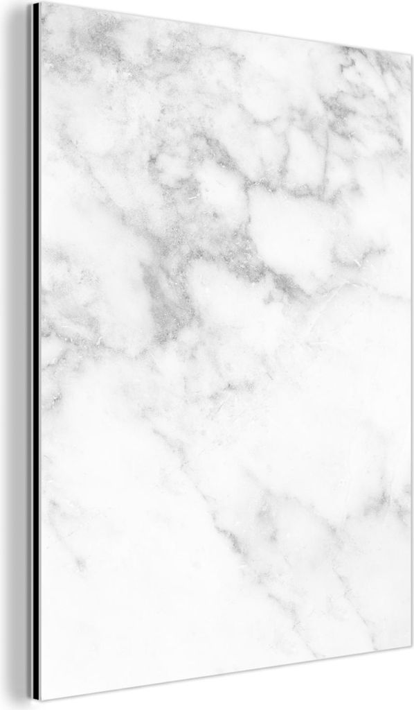 MuchoWow Wanddekoration Metall Metallbild Wandkunst 90x120 cm Marmor - Weiß - Grau - Luxus - Marmoroptik - Stein MuchoWow Aluminium Gemälde - Ind...