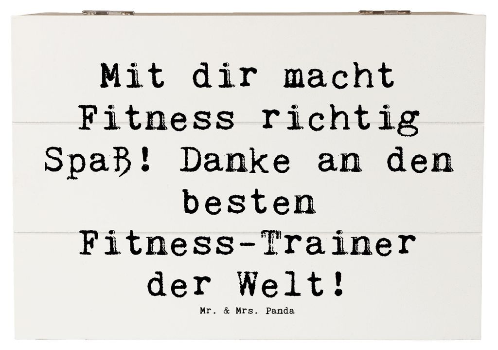 Mr. & Mrs. Panda holzkästchen Spruch Fitness-Trainer Dank 22 x 15 cm - Weiß - Geschenk, Freude, schatztruhe, Wertschätzung, fotokiste, Box, foto...