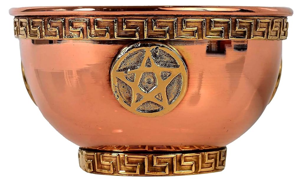 Kupferschüssel mit Pentagramm, 7,6 cm, geeignet für Altargebrauch und rituelle Anwendungen