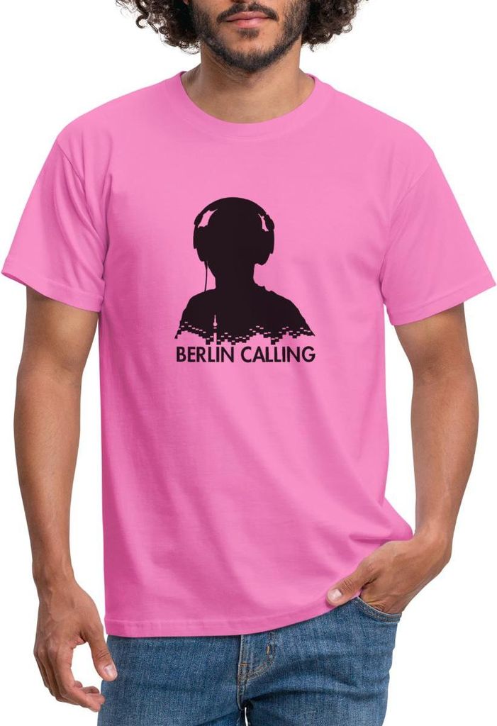 Spreadshirt Berlin Calling Silhouette Musik Geschenk Männer T-Shirt, L, Pink