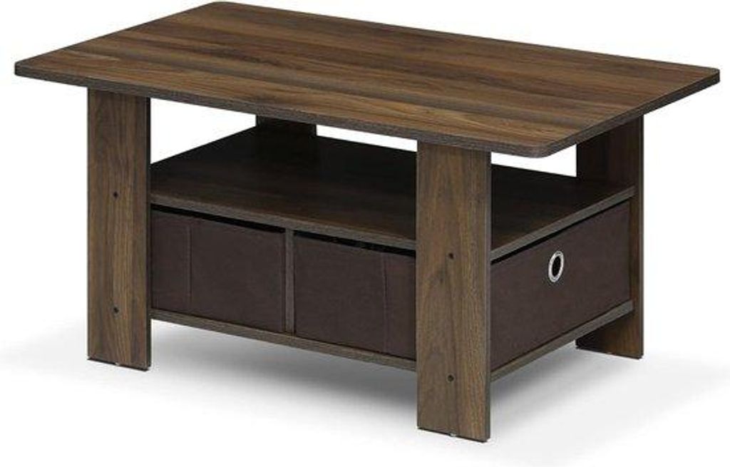 Salontafel mit 2 Schubladen, Holz, dunkelbraun, 48x48x39 cm