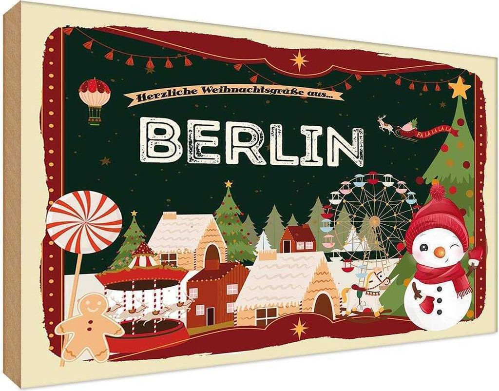 vianmo Holzschild 20x30 cm Weihnachten aus BERLIN