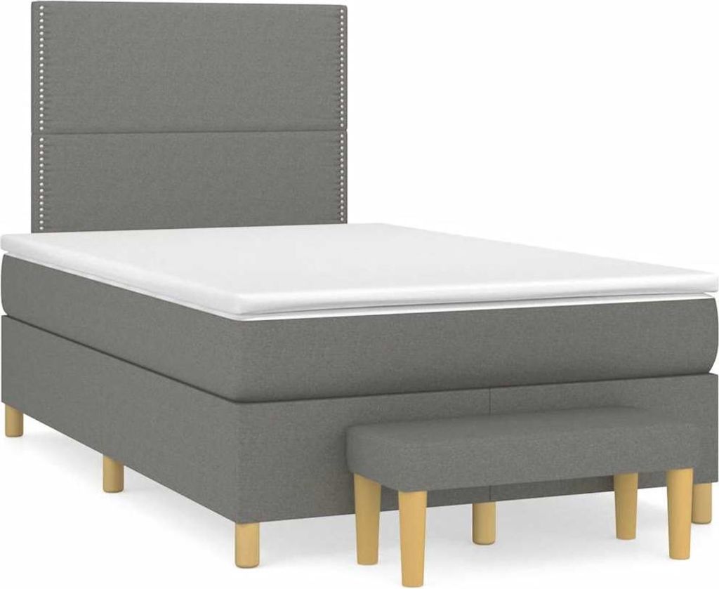 vidaXL Boxspringbett mit Matratze Dunkelgrau 120x190 cm Stoff