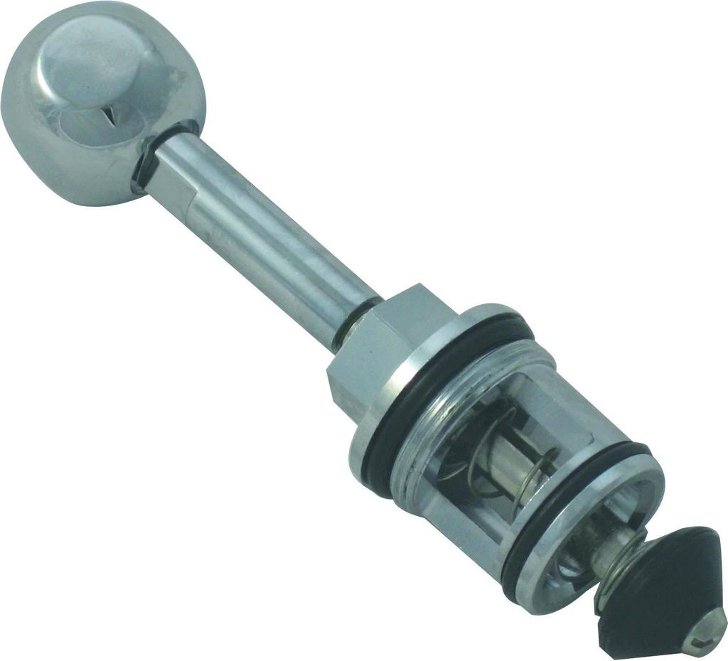 A close-up studio shot of a plumbing valve component.