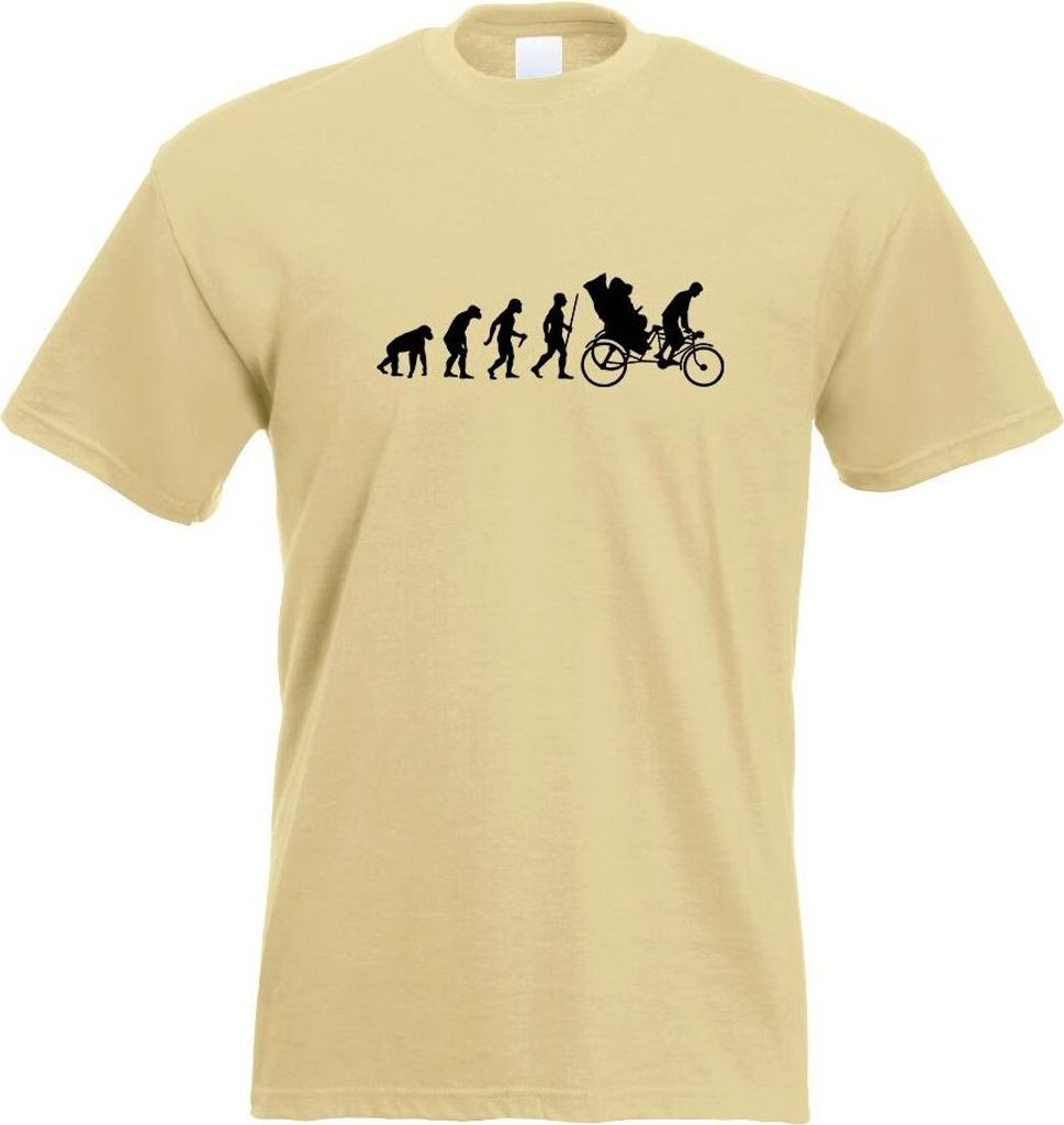 Kiwistar - T-Shirt - Khaki - Fahrradrikscha Evolution Motiv Bedruckt Funshirt Design Print - mit Motiv Bedruckt - Funshirt Design - Sport - Freizei...