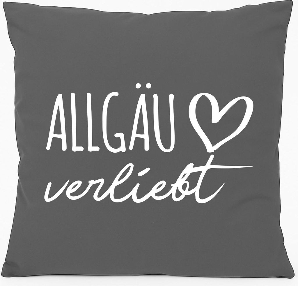 Huuraa Kissen Allgäu verliebt 40x40cm mit Füllung Steel Grey Baumwolle Dekokissen Geschenkidee