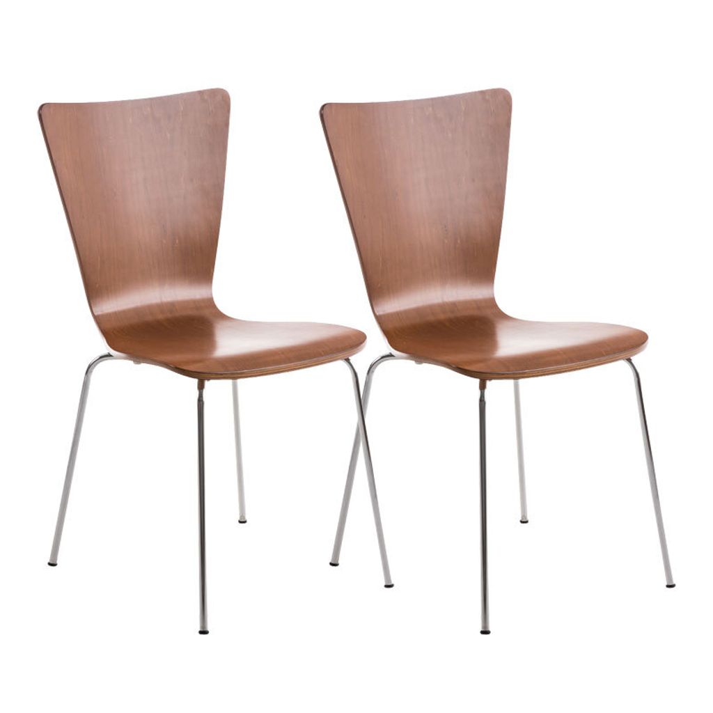 CLP 2er Set Besucherstuhl Aaron mit ergonomisch Holzsitz und Metallgestell braun