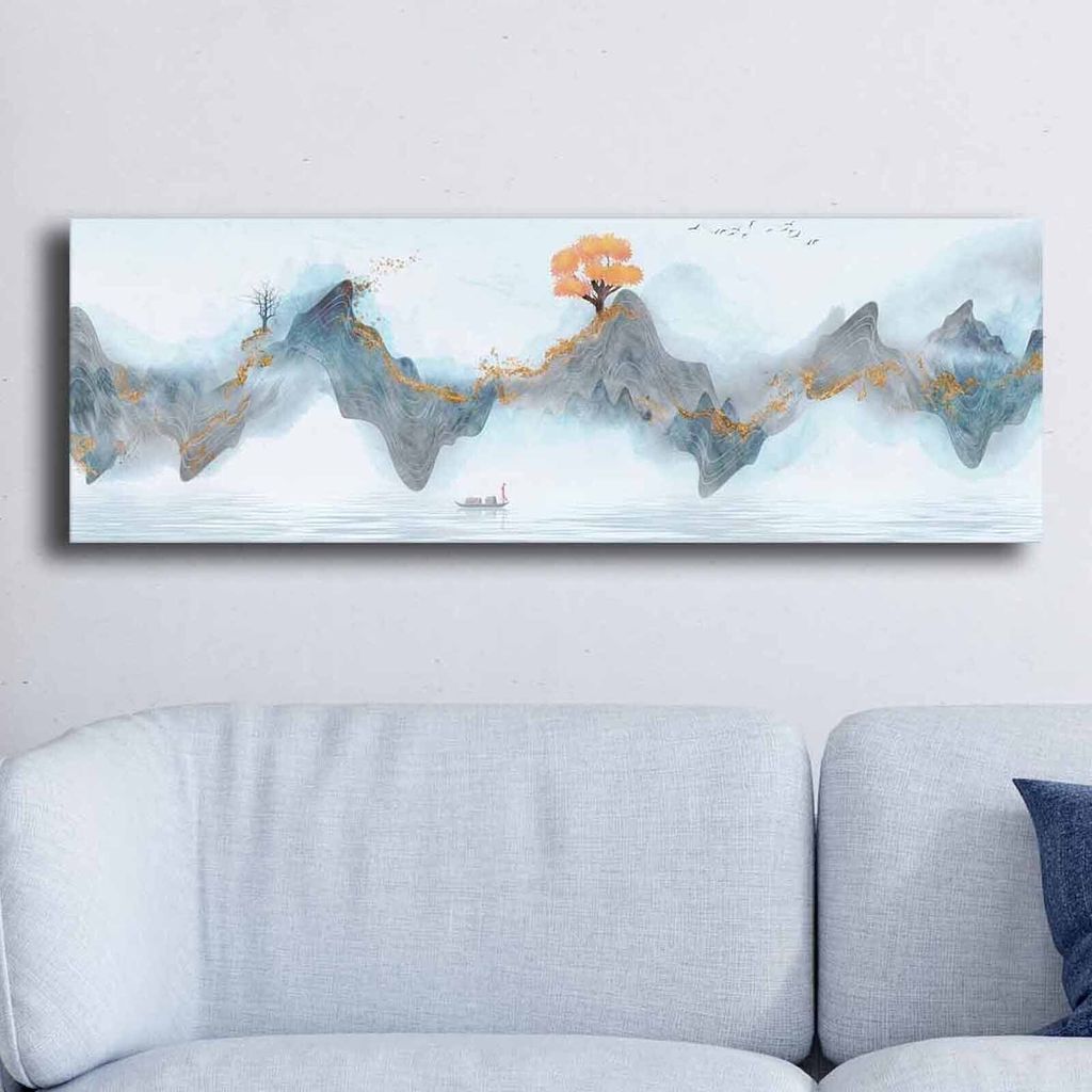 Wallity, 3090NISC-007, Dekorative Leinwandmalerei, 100 % LEINWAND (Stärke: 2,8 mm), Blau, 30 x 90 cm