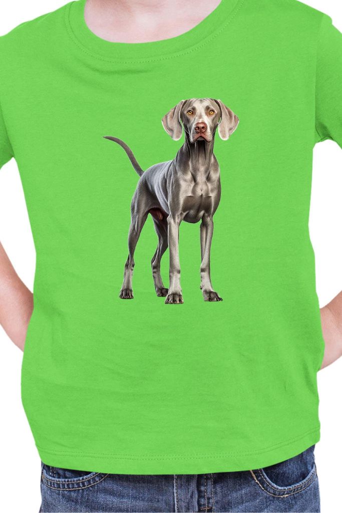 Kinder T-Shirt Dogs Breeds Weimaraner Dog Breed 005, 12-13 Jahr - 152 / Lime
