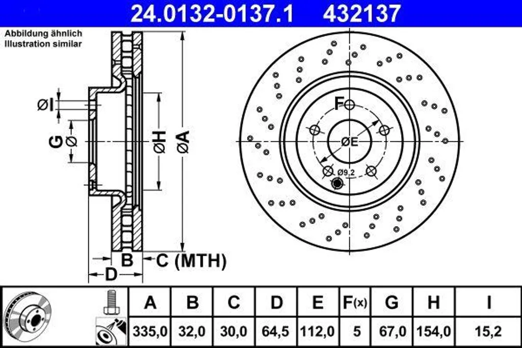 Disque de frein ATE traité anticorrosion pour Mercedes Classe S W221
