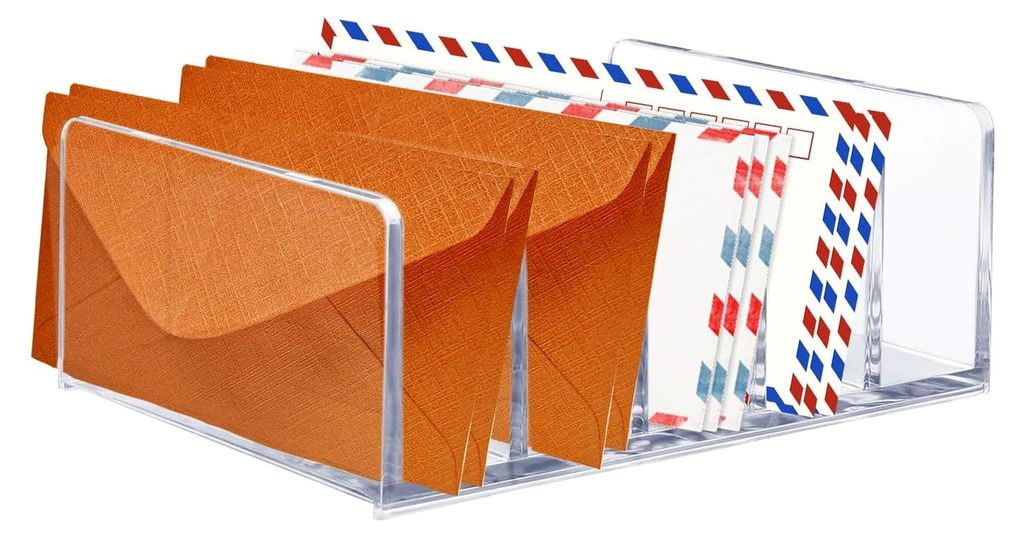 Acryl-Post-Organizer für den Schreibtisch mit 5 Fächern, transparenter Briefsortierer, moderner Schreibtisch-Organizer für Umschläge und Rechnu...