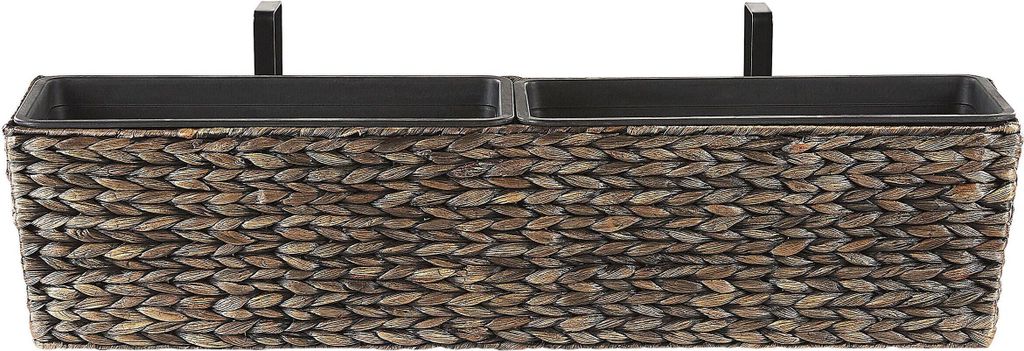 BELIANI Blumenkasten Braun Wasserhyazinthe 80x20x18 cm rechteckig Balkonkasten Landhausstil Gartenaccessoires Gartenzubehör Gartendekoration