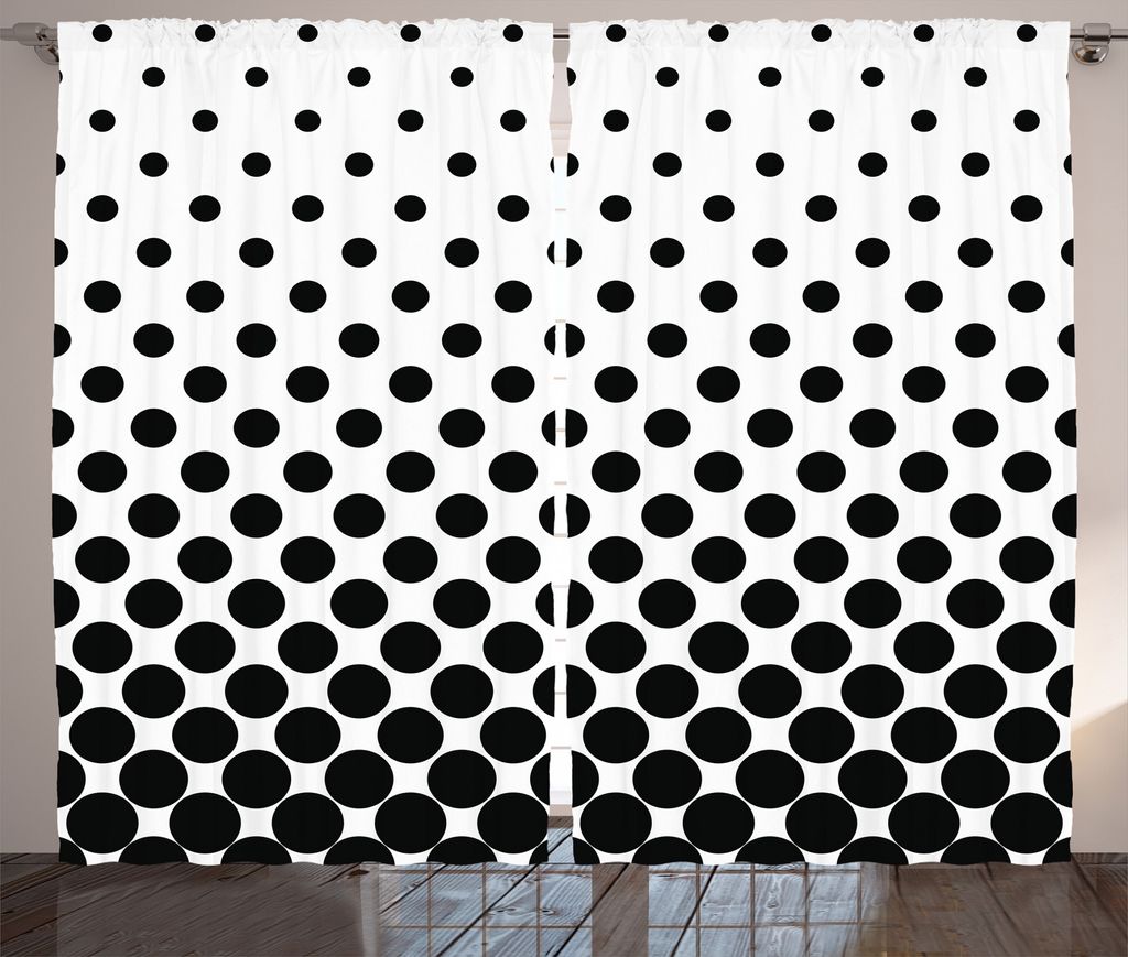 ABAKUHAUS Abstrakt Rustikaler Gardine, Minimalist Tupfen, Schlafzimmer Kräuselband Vorhang mit Schlaufen und Haken, 280 x 175 cm, Weiß