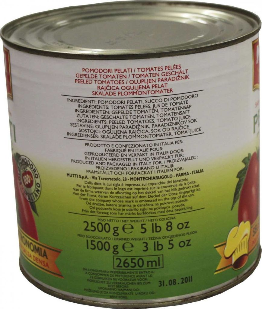 Mutti Pelati Schltomaten 2,5Kg Konserven