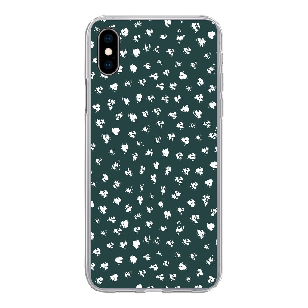 MuchoWow Handyhülle Schutzhülle Hülle für iPhone Xs Polka dots - Weiß - Grün Silikon Softcase Handy Hülle - Handytasche