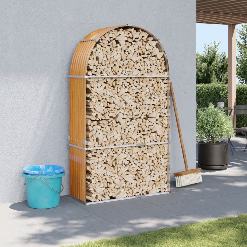 Cloris Designermöbel Kaminholzunterstand Hellbraun 120x45x210 cm Verzinkter Stahl 2024 Neu