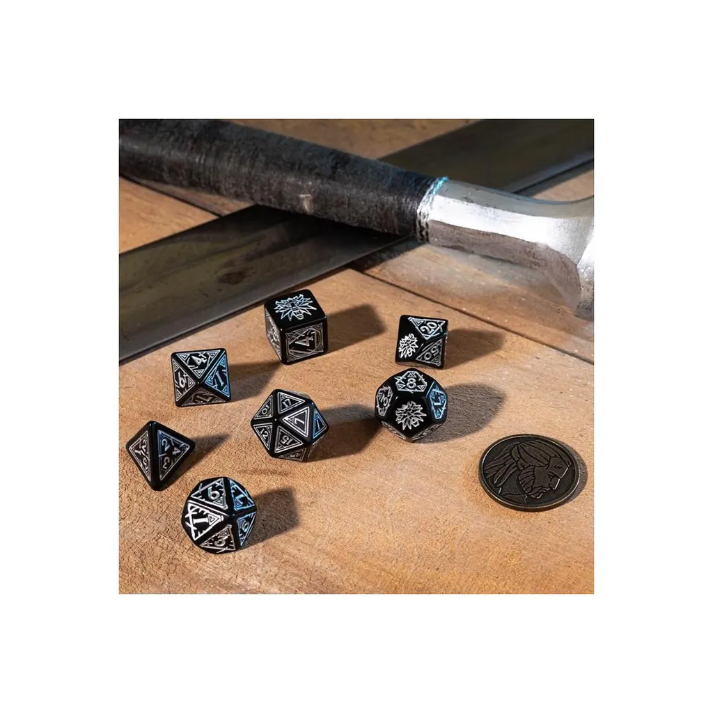 Set de dés de jeu de rôle Witcher Geralt version épée d'argent SWGE04 - 3
