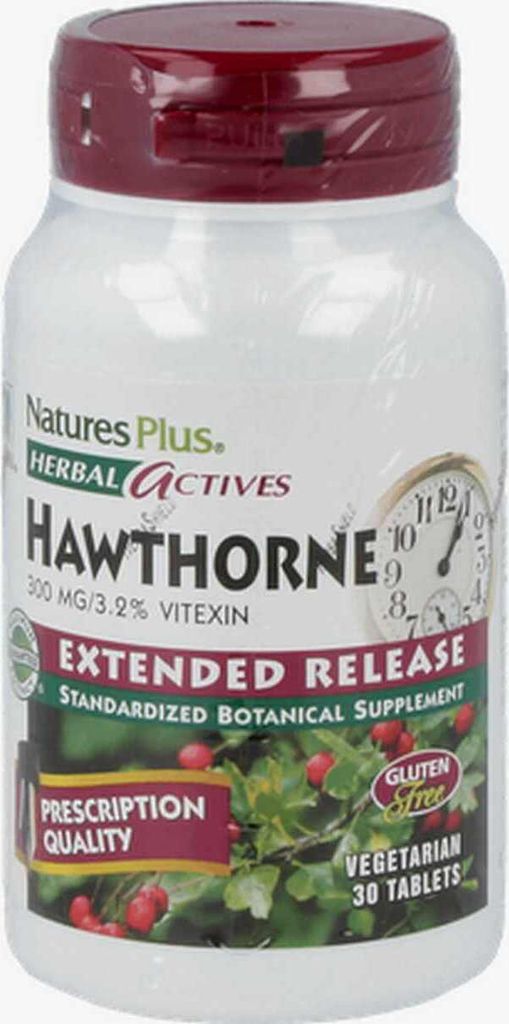 Natures Plus Hawthorne Weissdorn extended release 30 Tabletten