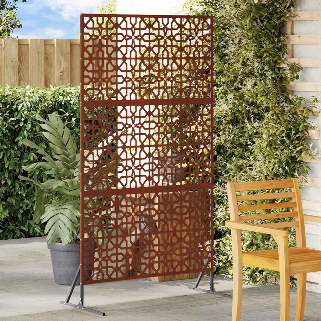 vidaXL Schermo Privacy Grigio 100x50x180 cm Acciaio Corten Giardino