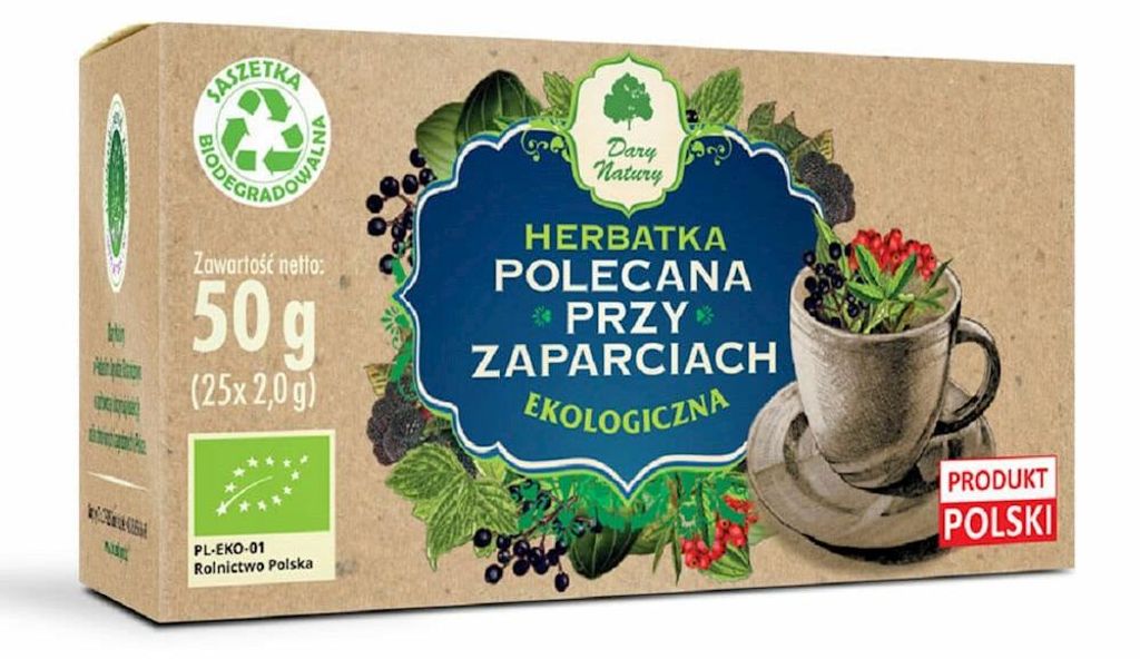 HERBATKA POLECANA PRZY ZAPARCIACH BIO (25 x 2 g) 50 g - DARY NATURY
