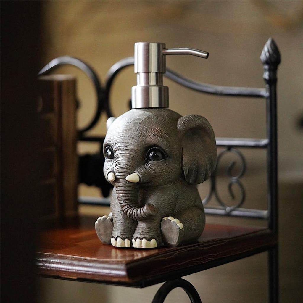 Seifenspender in Elefantenform mit Edelstahlpumpe und nachfüllbarer Flasche für flüssige Handlotion für Badezimmer, Schlafzimmer und Küche.