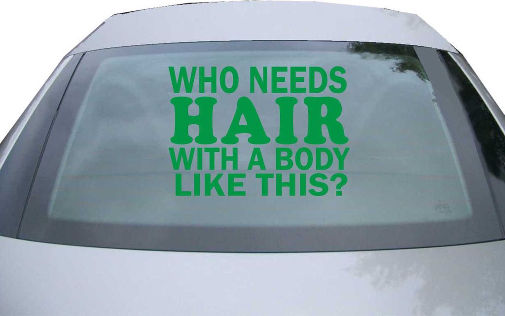 Indigos UG - Aufkleber Heckscheibe & Motorklappe DE6308 - grün - 600x428 mm - who need hair with a body like this ? - John - Auto Scheiben Fenster...