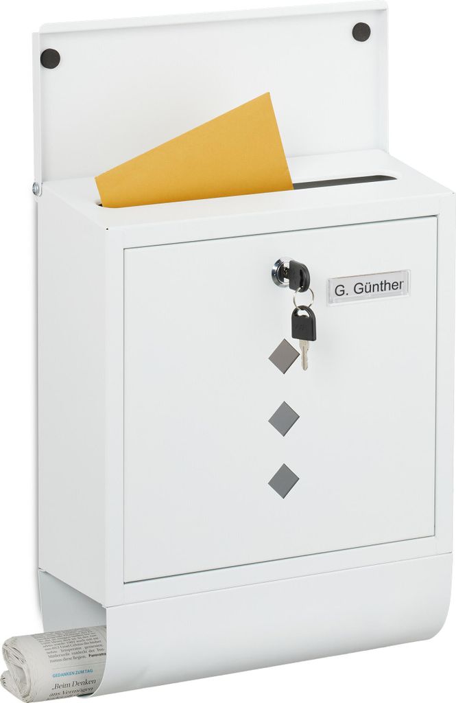 Relaxdays Briefkasten mit Sichtfenster, Metall, 4 Produktbild 