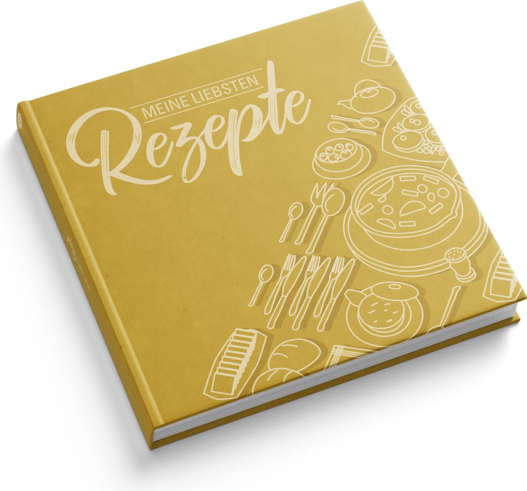 itenga Rezeptbuch Gelb "Meine liebsten Rezepte" Kochbuch 88 Seiten 21x21cm