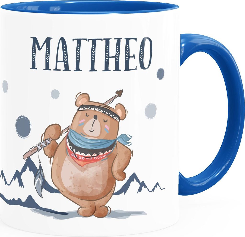 Kindertasse Boho Bär personalisierte Namenstasse für Kinder Jungen Mädchen SpecialMe inner-royal Keramik-Tasse