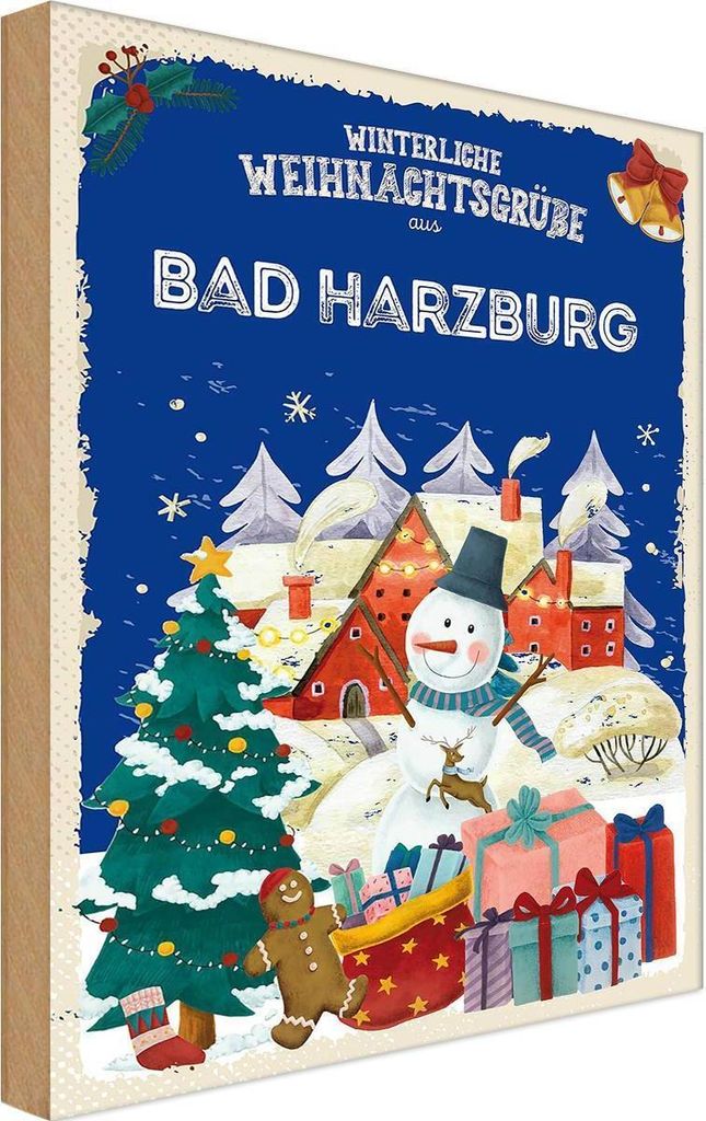 vianmo Holzschild 18x12 cm Weihnachtsgrüße aus BAD HARZBURG Weihnachten
