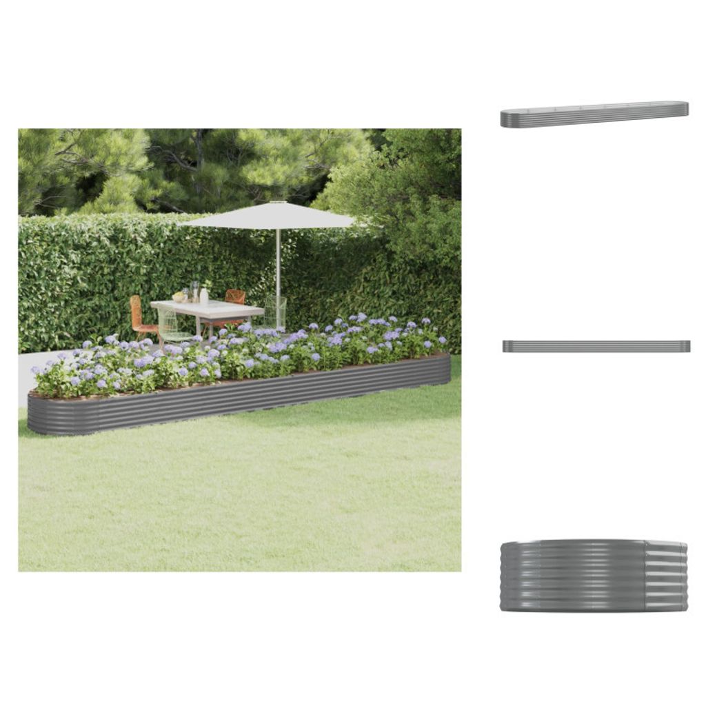 vidaXL Hochbeet Pulverbeschichteter Stahl 544x100x36 cm Grau - Blumentöpfe & Pflanzgefäße