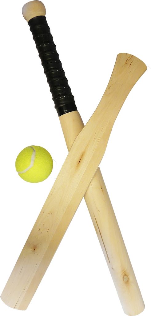 Feuerball Sport-Set aus Massivholz, 50 cm flacher und 60 cm runder Schläger mit Hülle, inkl. Tennisball und Aufbewahrungstasche