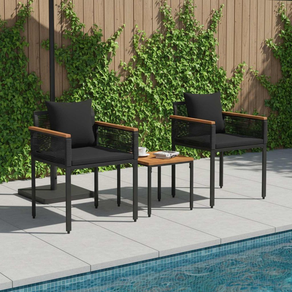 Maison Exclusive - Gartenmöbel Set mit Kissen Schwarz Poly-Rattan