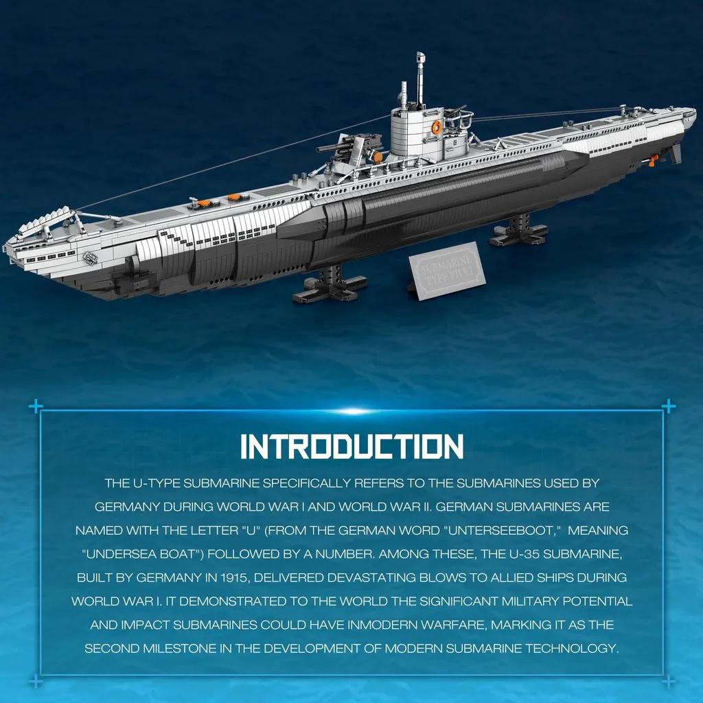 Sous-marin en U modulable de 1,4 mètre, modèle géant avec coffret