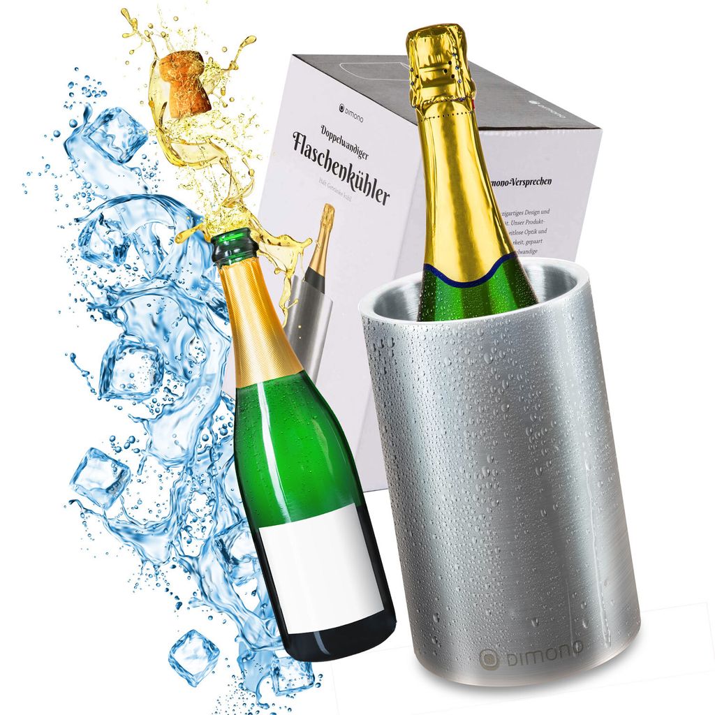 Flaschenkühler doppelwandiger Weinkühler Thermo Sektkühler für Wein-Flaschen, Sekt, Champagner und Wasser - Edelstahl