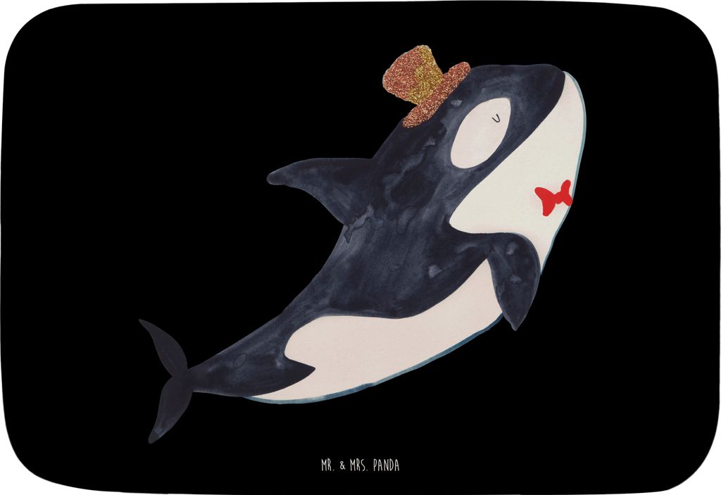 Mr. & Mrs. Panda Badezimmerteppich Orca Zylinder - Schwarz - Geschenk, Feier, Fest, Badteppich, Geburtstag, Badvorleger, Glückwunsch, Meerestiere,...