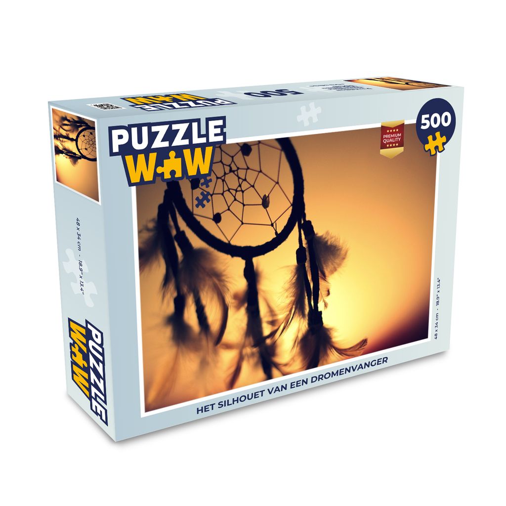 MuchoWow Puzzle 500 Teile Die Silhouette eines Traumfängers - 500 Teile - Kinder - Selberbauen - Puzzlespiele