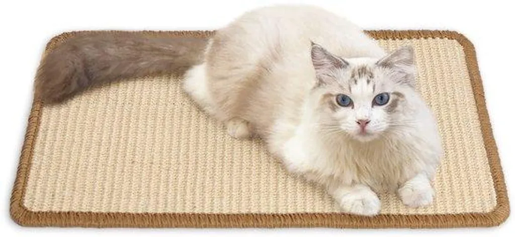 Anti-griffures tapis chat sisal 50x30cm beige pour protéger vos canapés
