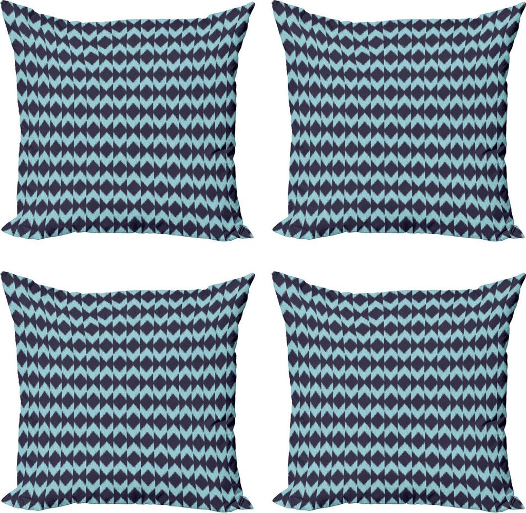 ABAKUHAUS Marine Kissenbezug Set (4 Stück), Boho Geometrische Form, Moderner Doppelseitiger Digitaldruck, 45 cm x 45 cm, Aubergine Turquoise