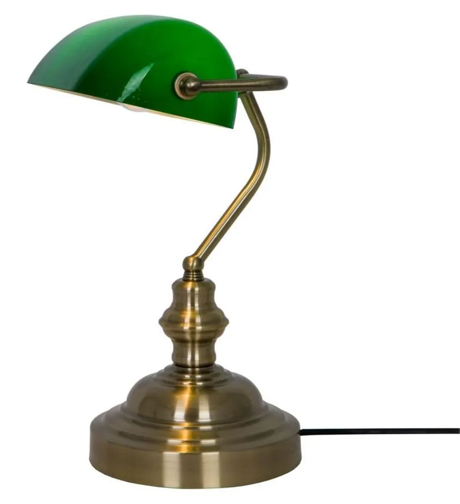 Lampe de lecture bureau banquier verte et laiton Zuma Line Edes