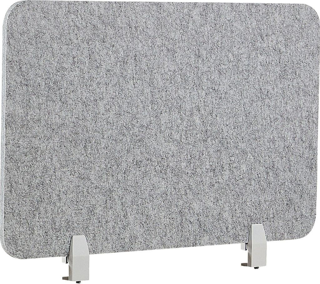BELIANI Schreibtisch Trennwand Grau Stoff PET Kunststoff 80 x 50 cm zum Aufstellen Klemmen Schallschutz Sichtschutz Pinnwand Büro Home Office