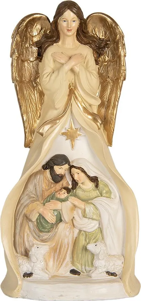 Crèche de Noël Traditionnelle Figurine de Décoration Beige 31 cm
