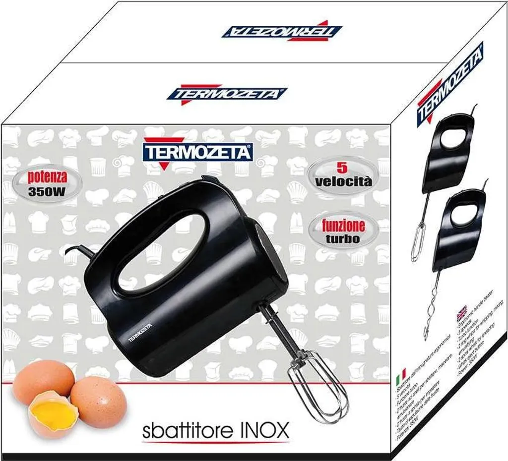 Termozeta Sbattitore Inox 350W Nero - 5 Velocità e Turbo - Offerta Online - 2