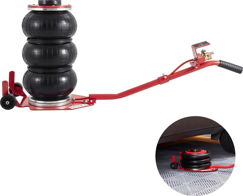SucceBuy 3 Ton Air Jack Triple Bag 6600 lbs Pneumatic Lift 17.7" / 450 mm Schnelles Heben mit Stahlrohren Lange Griffe für Autos Garagen Reparatur...