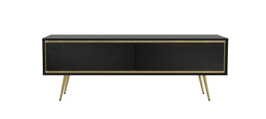 Banc TV Noir Graphite ALDANA - Buffet bas multimédia pour salon chic 160 cm