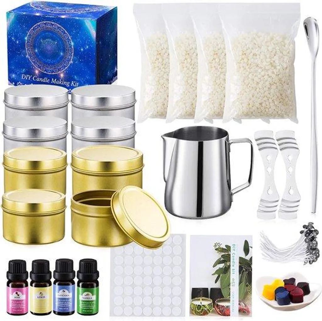 Kit de fabrication de bougies maison complet avec cire de soja et mèches