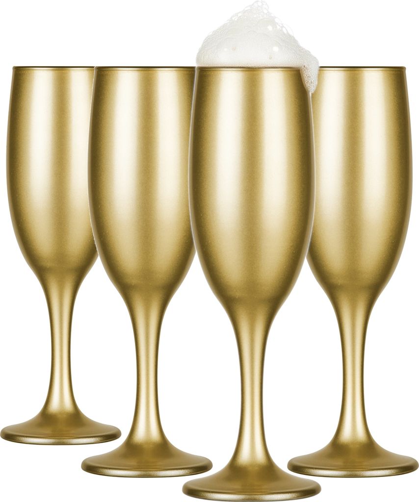 GLASMARK Goldgläser Sektgläser 4-Set 150ml Große 4 Stück Champagner-Gläser Prosecco goldene Champagnergläser - Hochwertige Qualität - ein...