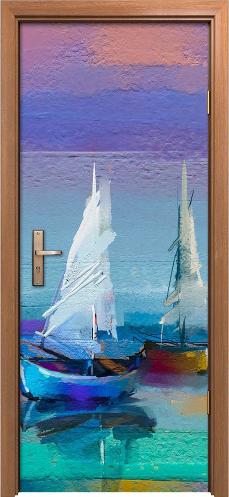 Türposter 80x200 cm Türaufkleber Türtapete Türfolie Klebefolie Boot Segel Wasser Himmel